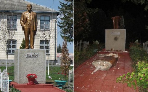 В Киевской области неизвестные за ночь снесли шесть памятников Ленину»