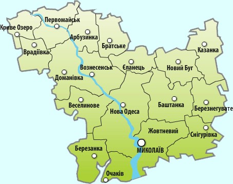 Карта районів Миколаївської області